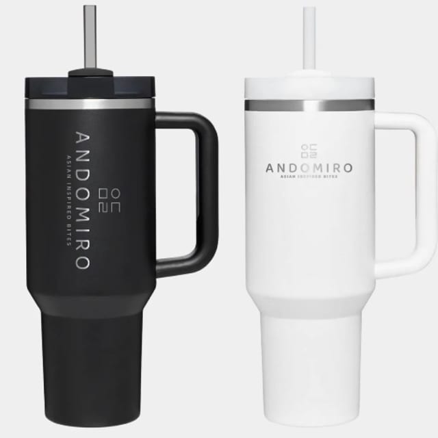 White Andomiro Sip and Save cup.
